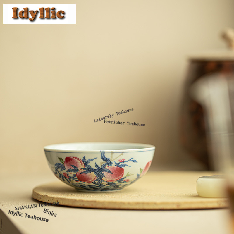 Celadon Ceramic Cup - Cangkir Teh Celadon Longevity Peach 100ml,