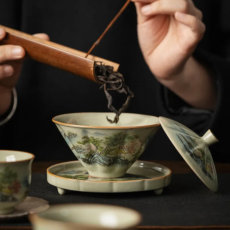 Celadon Ceramic Cup - Cangkir Teh Keramik Jingdezhen dengan Tutup