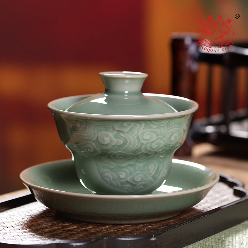 Celadon Ceramic Cup - Cangkir Teh Celadon Gaiwan Sancai Berkualitas