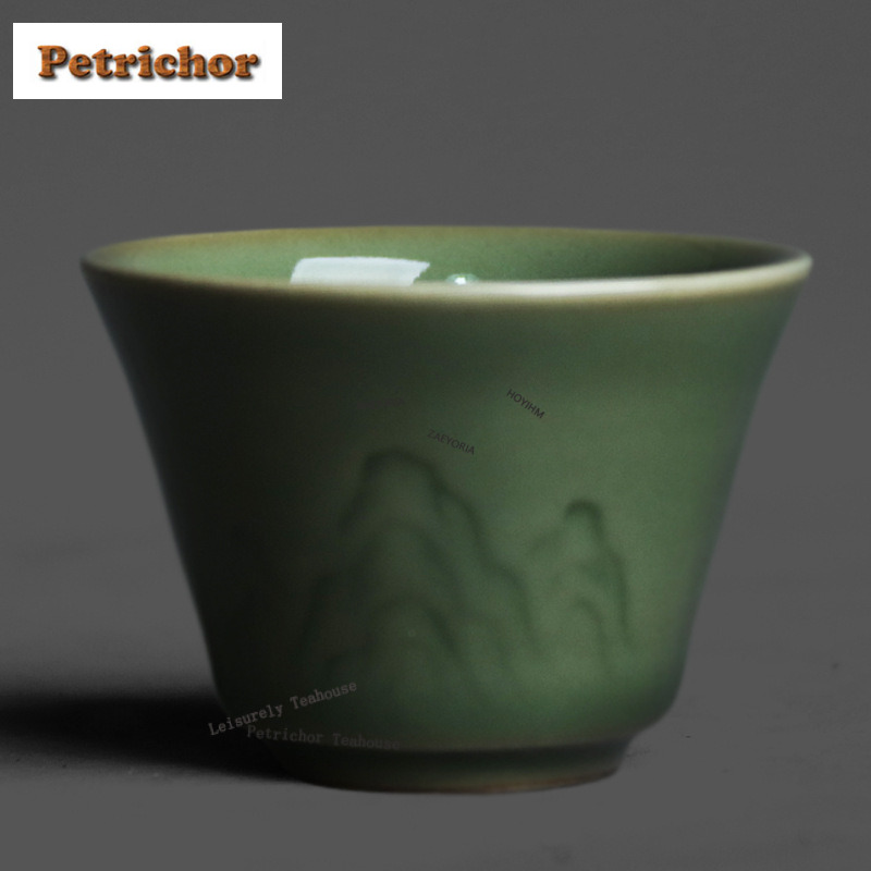 Celadon Ceramic Cup - Set Cangkir Teh Celadon Relief Yue