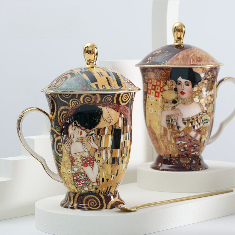 Celadon Ceramic Cup - Mug Keramik Eropa dengan Tutup dan