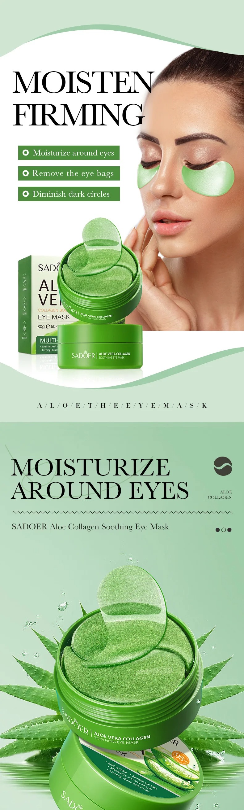 Masker mata kolagen Aloe Vera, - Sheet Mask Collagen ulasan dan harga