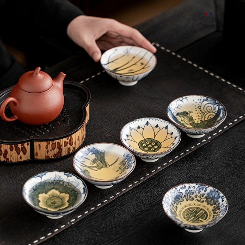 10pcs/kotak Cangkir Teh Porsel - Celadon Ceramic Cup ulasan dan harga